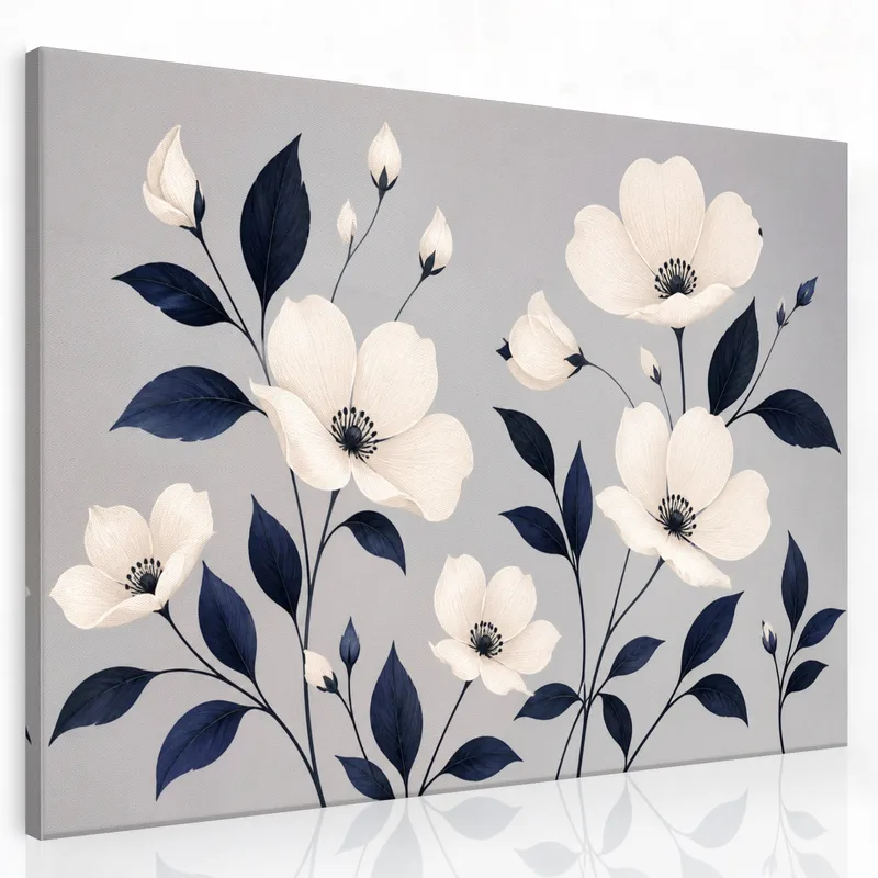 Modern canvas white floral elegance