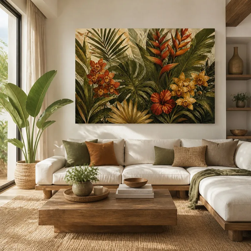 Armonía botánica tropical cuadro en lienzo