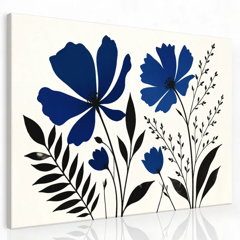 Canvas wall art blue botanical silhouette