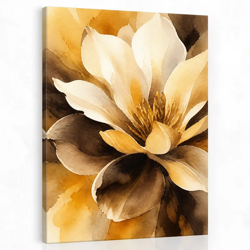 Golden Florals in Watercolor canvas art print
