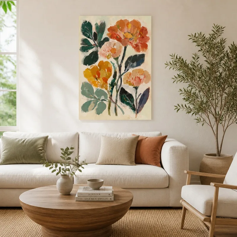 Lienzo artistico floración floral vibrante