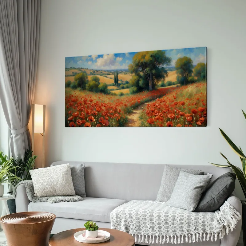 Quadro Botanico Sentiero Tra I Papaveri Rossi