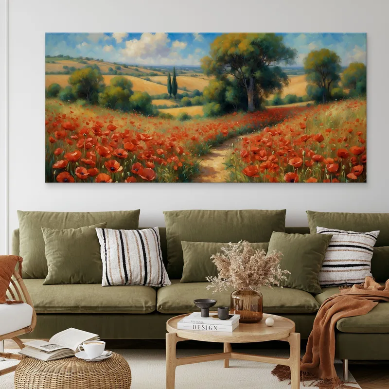 Quadro Botanico Sentiero Tra I Papaveri Rossi