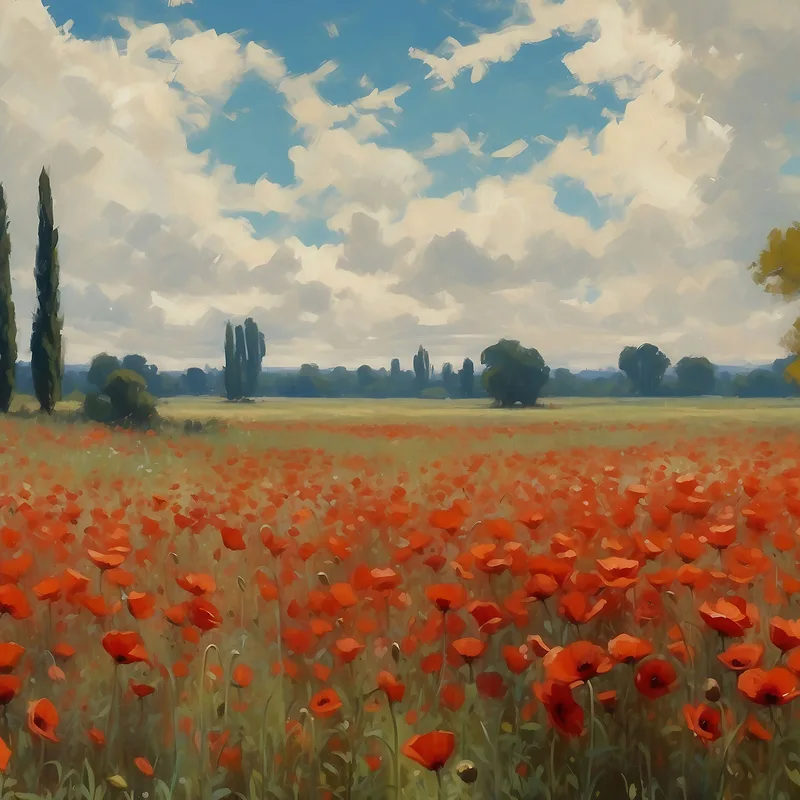 Quadro Botanico Splendore Dei Papaveri Sotto Il Cielo Azzurro