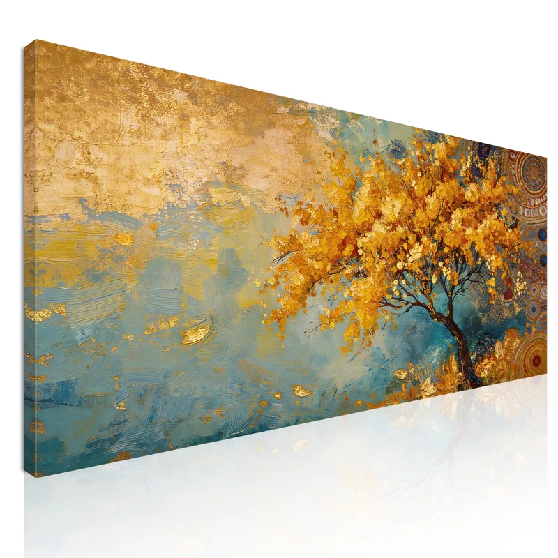 Quadro su tela albero autunnale dorato