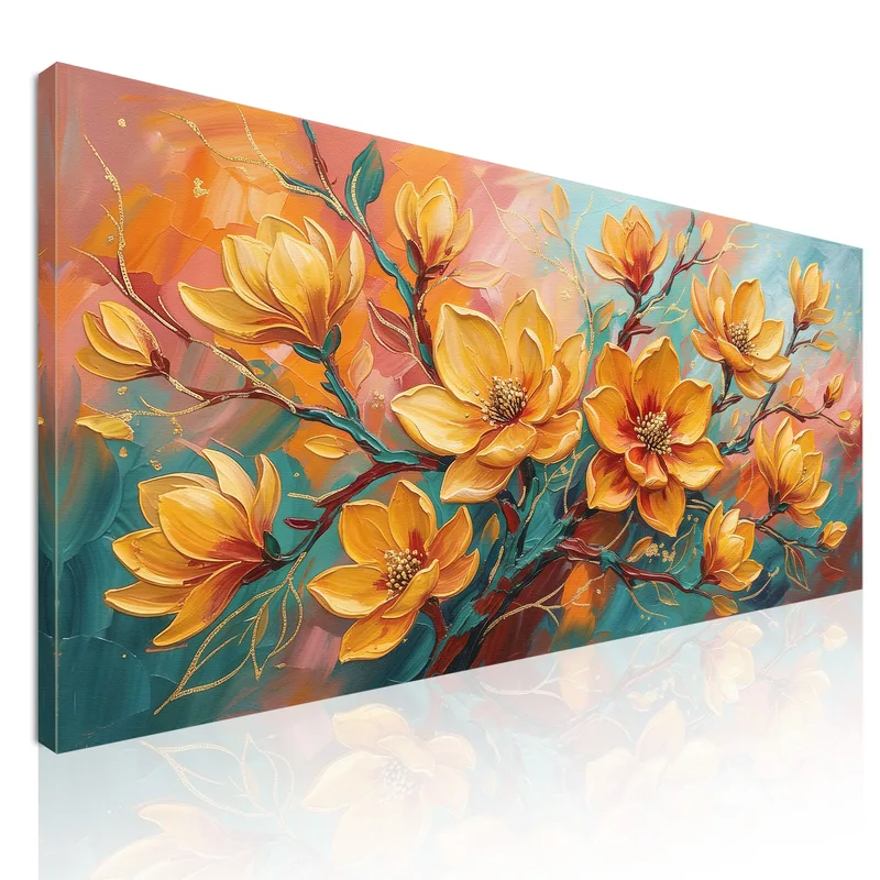 Fiori di Magnolia Dorati quadro canvas