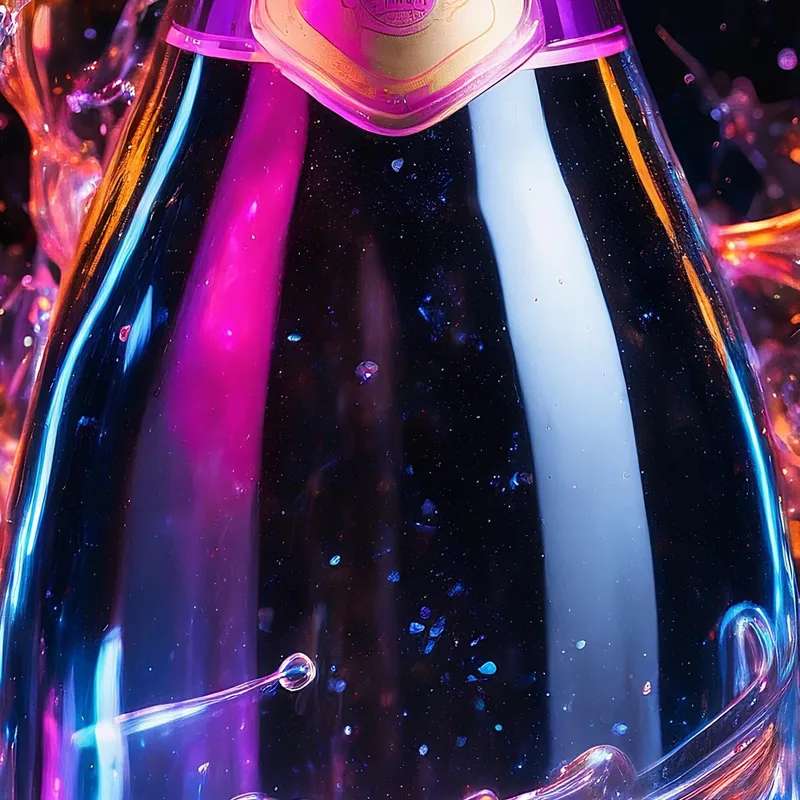 Cuadro Moderno Champán Azul Y Rosa Neón Espíritu Festivo