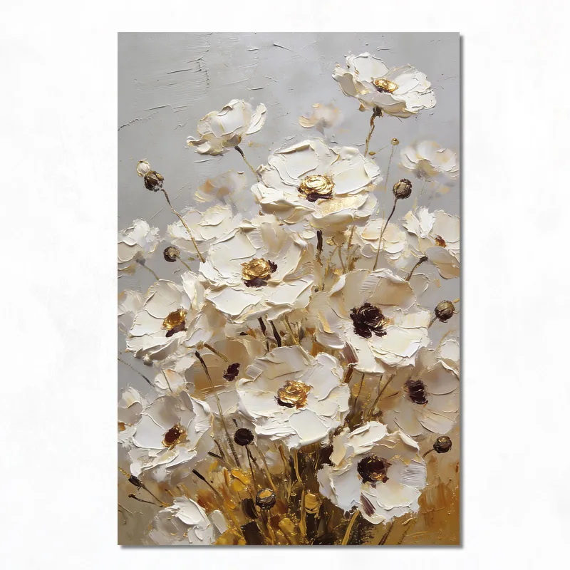 Kunstdruck weiße florale eleganz