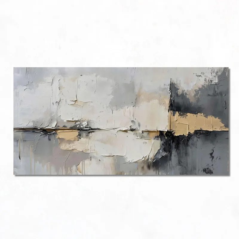 Kunstdruck abstrakte beige schwarze leinwand