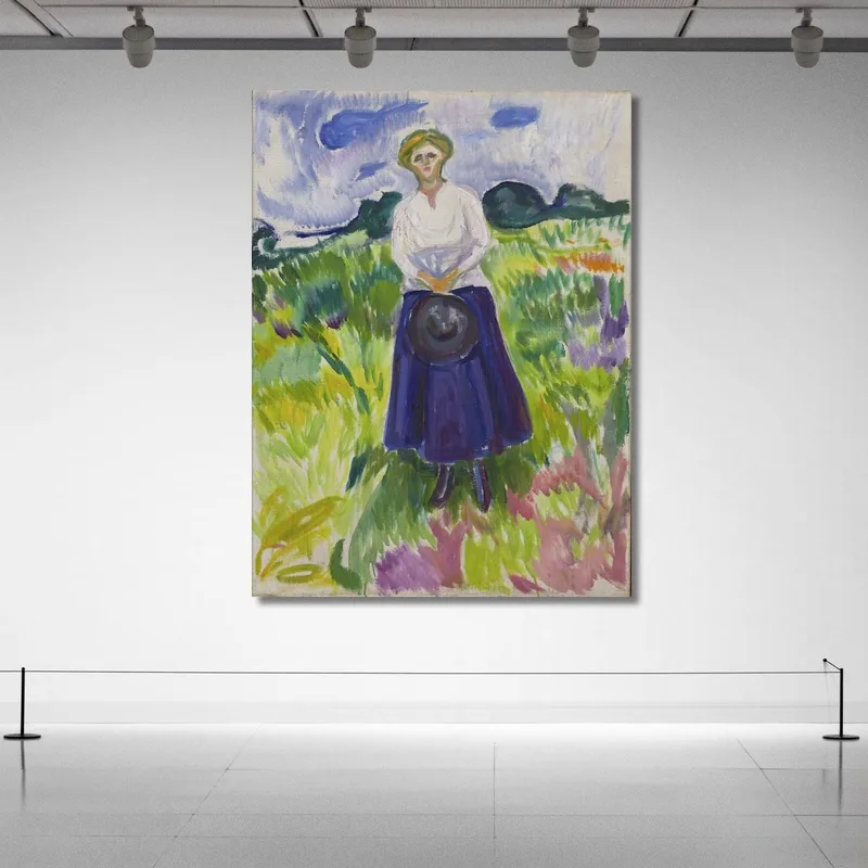 Mujer En Un Prado Verde Edvard Munch