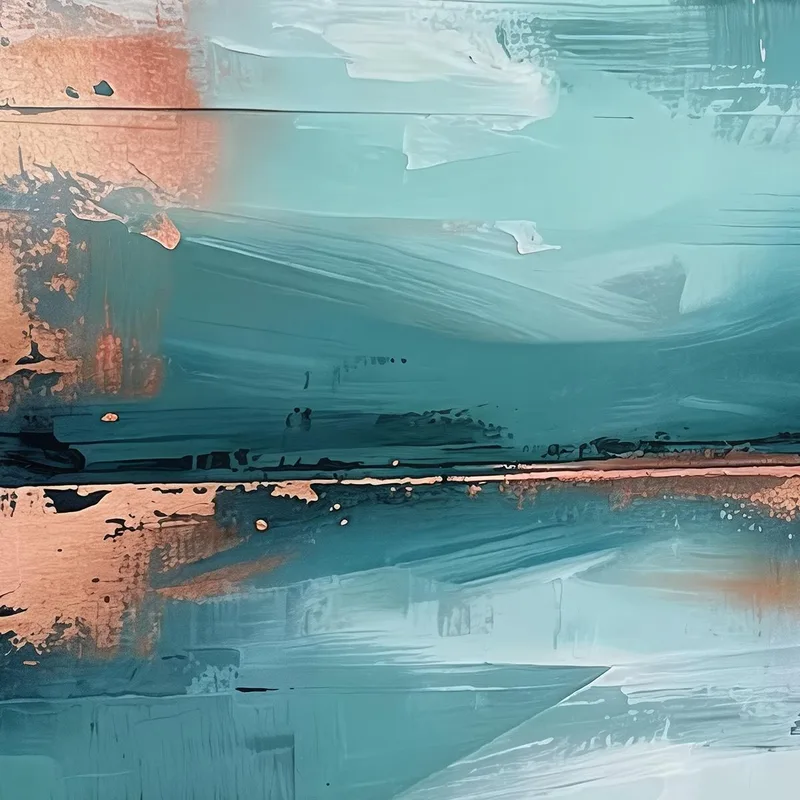 Abstract Teal and Copper Reflections modern canvas