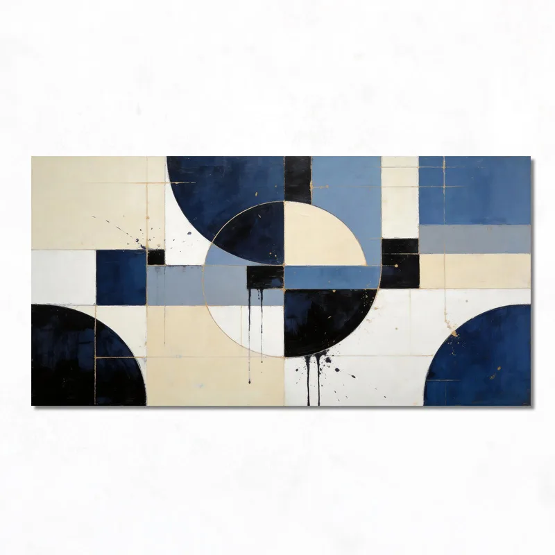 Leinwanddruck geometrisches blaues abstrakt