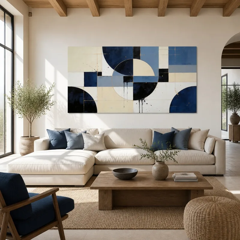 Leinwanddruck geometrisches blaues abstrakt
