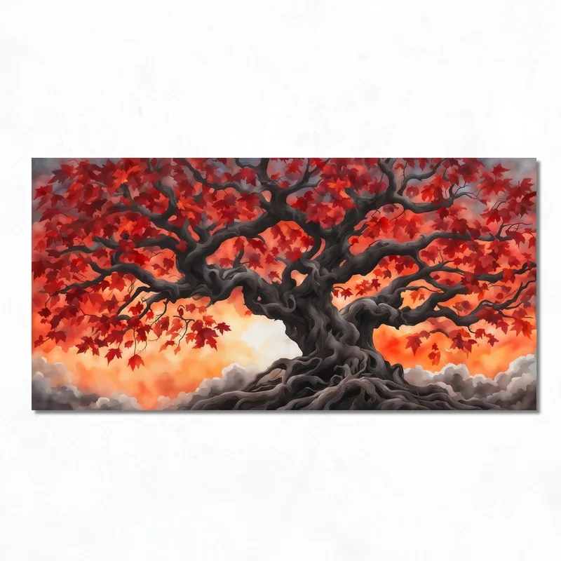 Impresion en lienzo árbol de arce rojo majestuoso