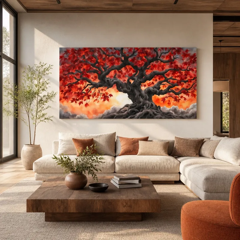 Impresion en lienzo árbol de arce rojo majestuoso