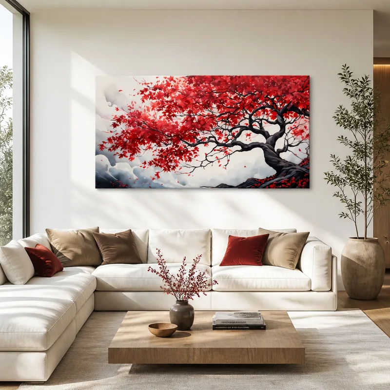 Árbol de arce rojo en otoño cuadro moderno