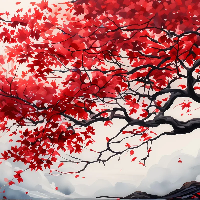 Árbol de arce rojo en otoño cuadro moderno