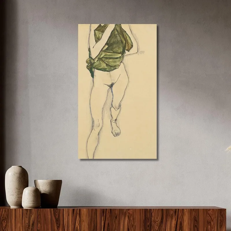 Striding Torso In Green Shirt Egon Schiele