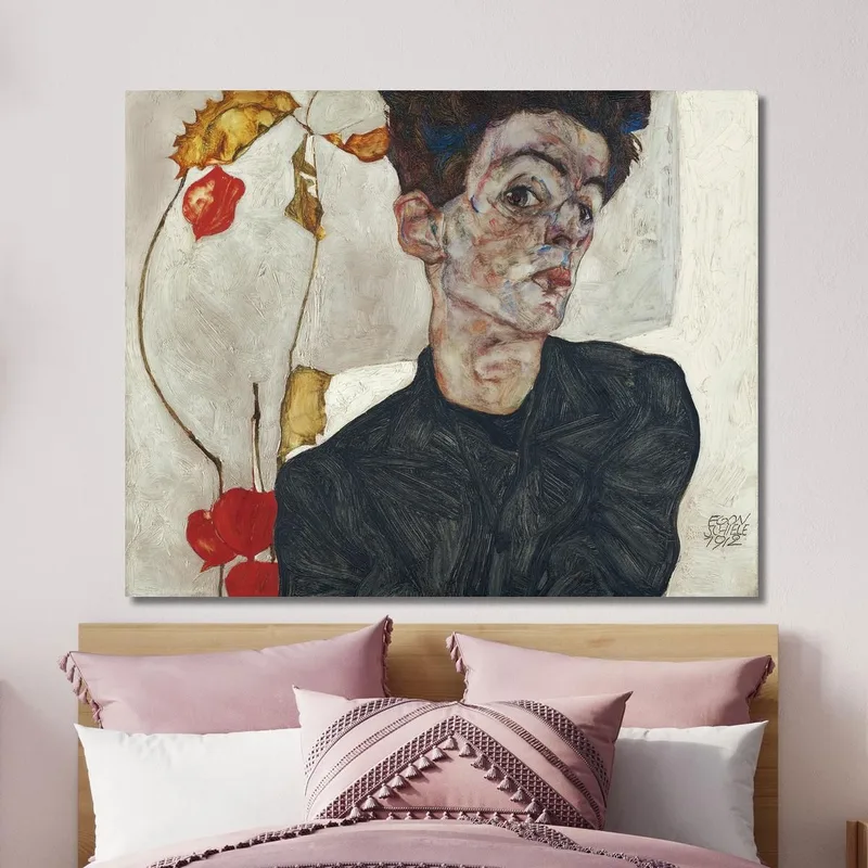 Self-Portrait With Chinese Lantern Plant Egon Schiele