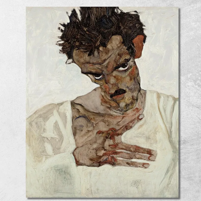 Self-Portrait With Lowered Head Egon Schiele