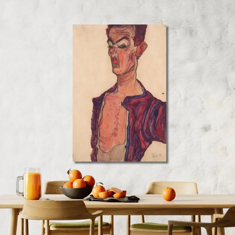 Self-Portrait Grimacing Egon Schiele