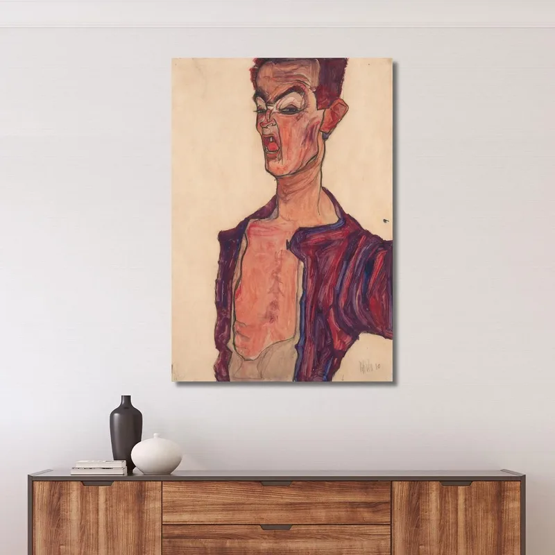 Self-Portrait Grimacing Egon Schiele