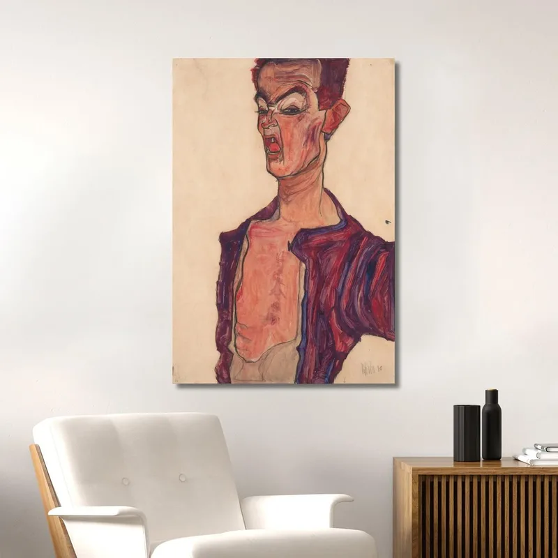 Self-Portrait Grimacing Egon Schiele