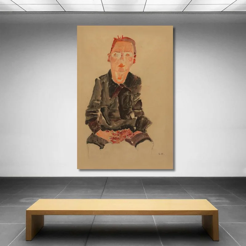 Sitzender Bub Mit Gefalteten Händen Egon Schiele