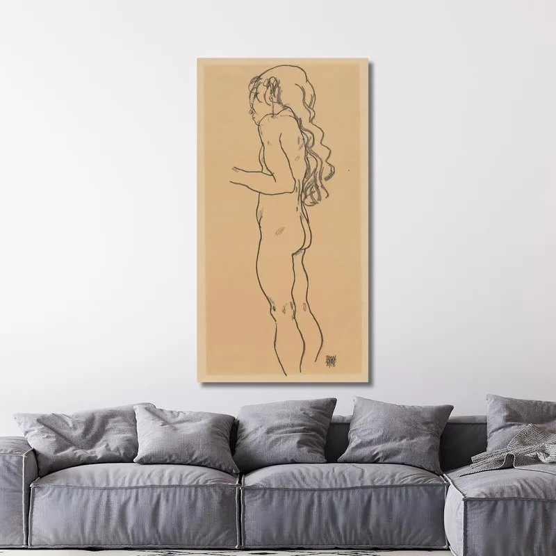 Standing Nude Girl Facing Left Egon Schiele