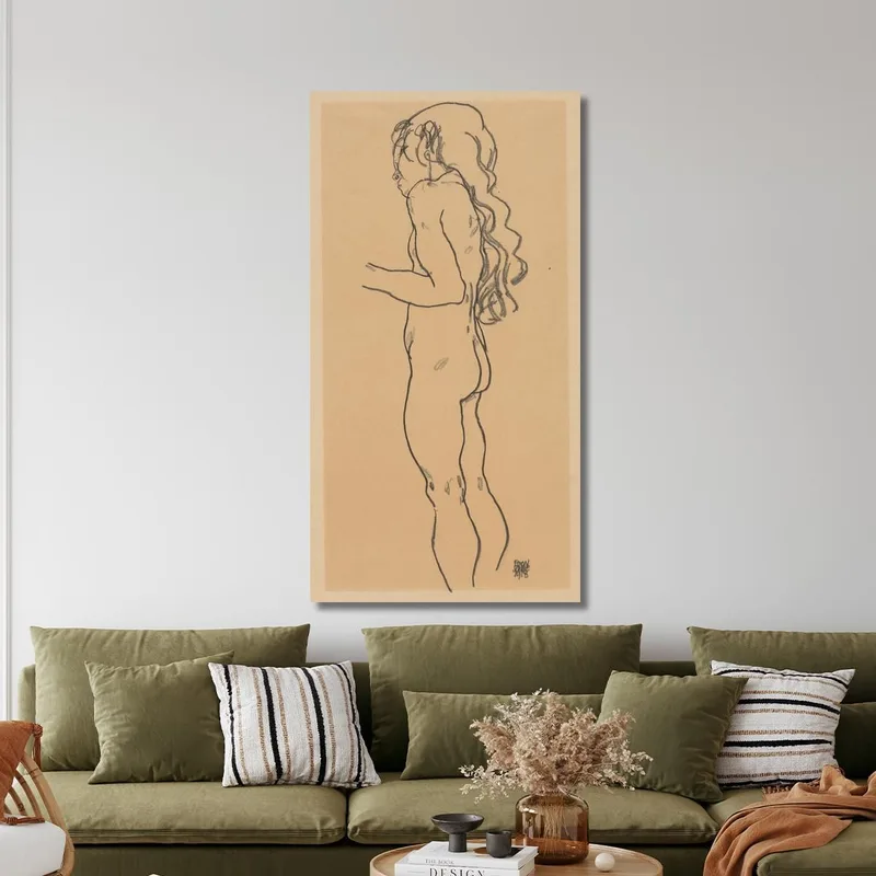 Standing Nude Girl Facing Left Egon Schiele