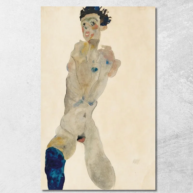 Homme Debout Nu Avec Bras Croisés (Autoportrait) Egon Schiele