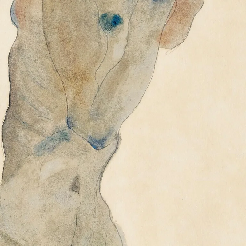 Homme Debout Nu Avec Bras Croisés (Autoportrait) Egon Schiele