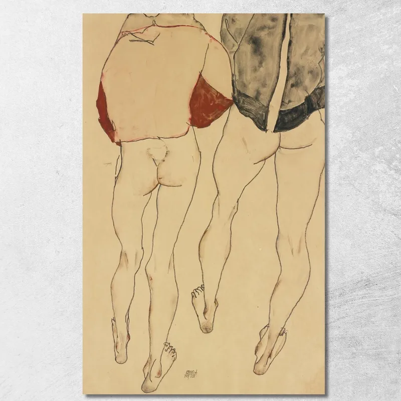 Due Seminudie Femminili In Piedi Egon Schiele quadro stampa su tela