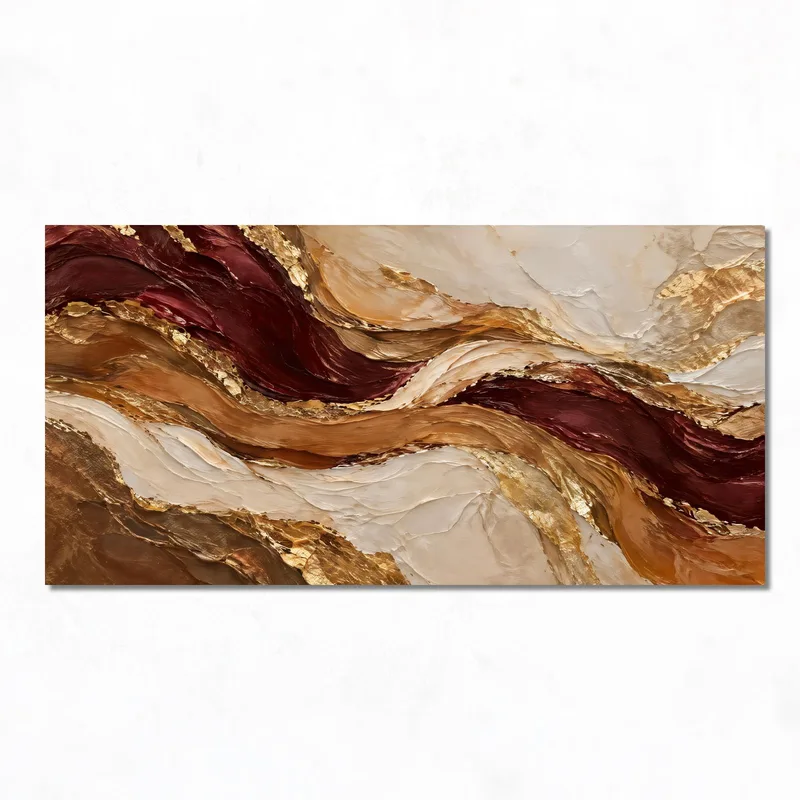 Onde Astratte Bordeaux e Oro quadro canvas
