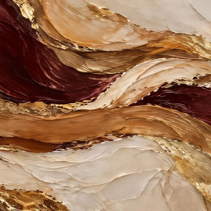 Onde Astratte Bordeaux e Oro quadro canvas