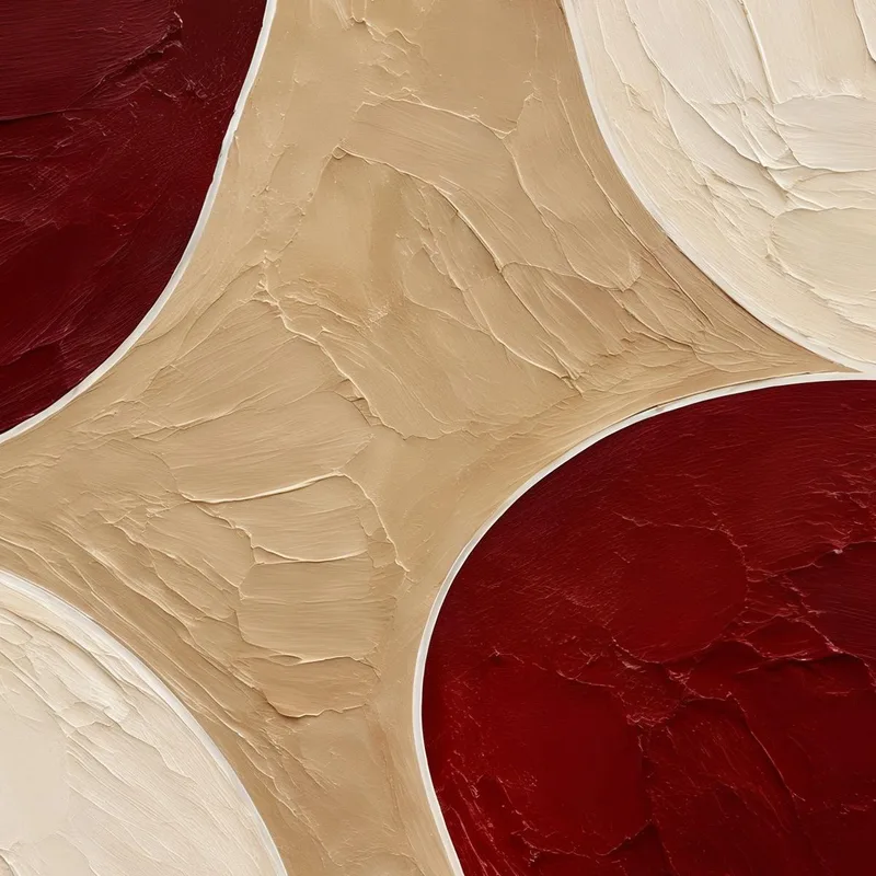 Formación abstracta en rojo y crema cuadro moderno