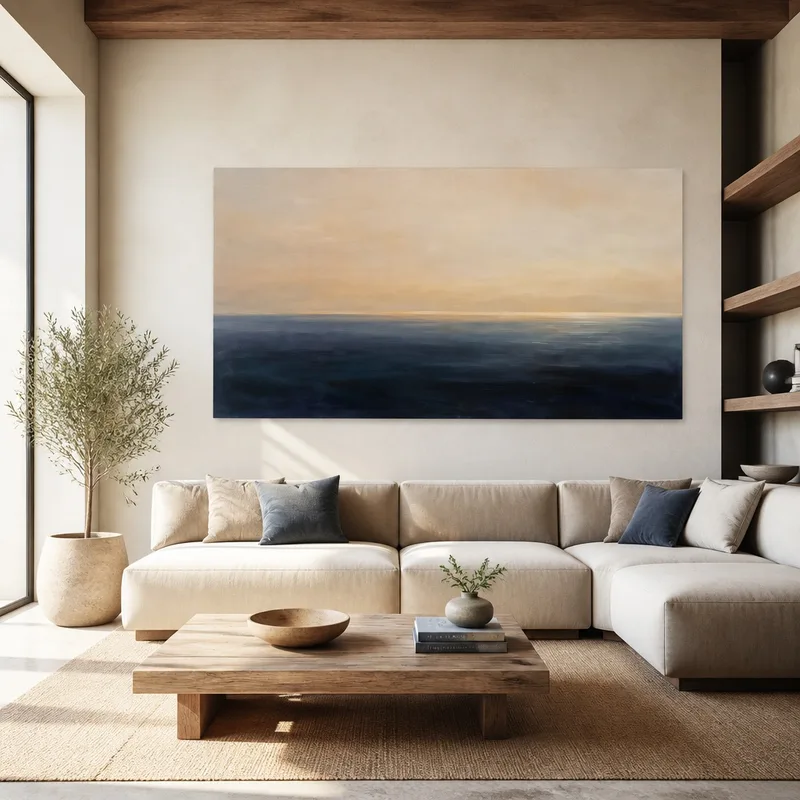 Kunstdruck sonnenuntergang am ozeanhorizont