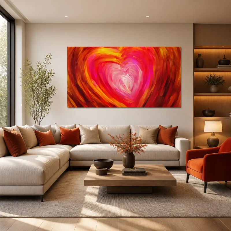 Quadro su tela cuore astratto vibrante