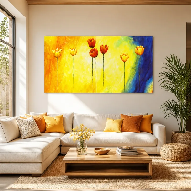 Vibrant Tulips on Color Spectrum canvas wall art