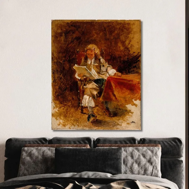 Estudio De Un Caballero Sentado Leyendo Ernest Meissonier