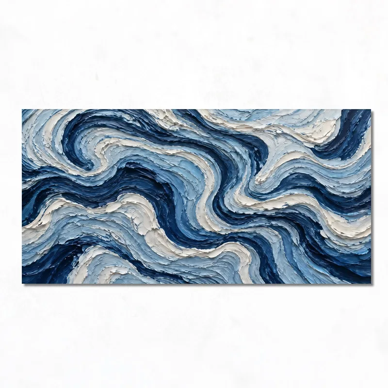 Impresion en lienzo onda azul abstracta