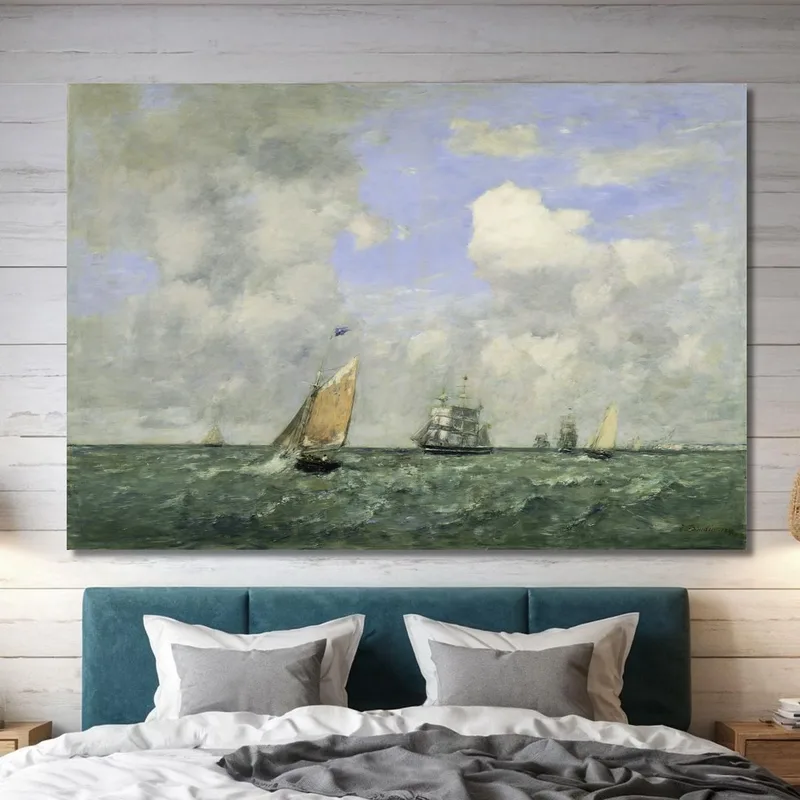 Ships And Sailing Boats Leaving Le Havre Eugène Boudin