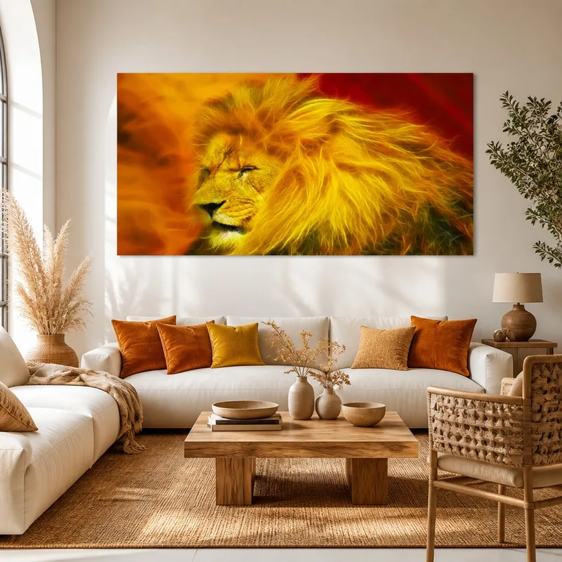 Rayonnement Majestueux du Lion tableau moderne