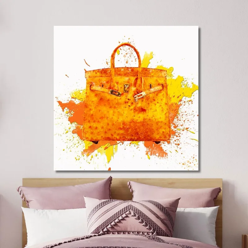 Pintura De Bolsa Naranja Estilo Arte Moderno Fashion