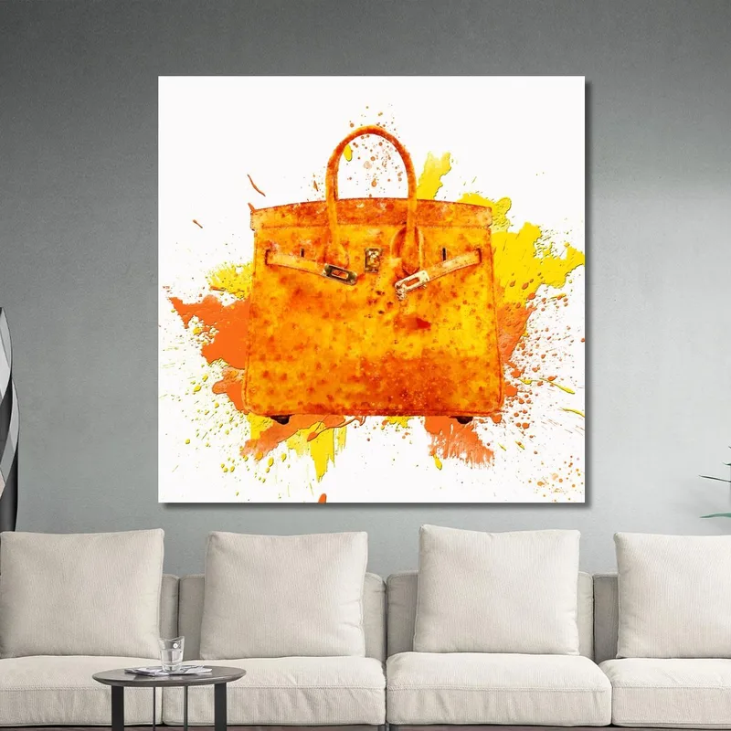Pintura De Bolsa Naranja Estilo Arte Moderno Fashion