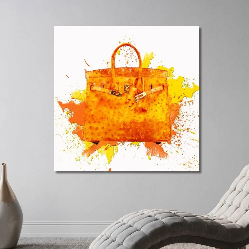Pintura De Bolsa Naranja Estilo Arte Moderno Fashion