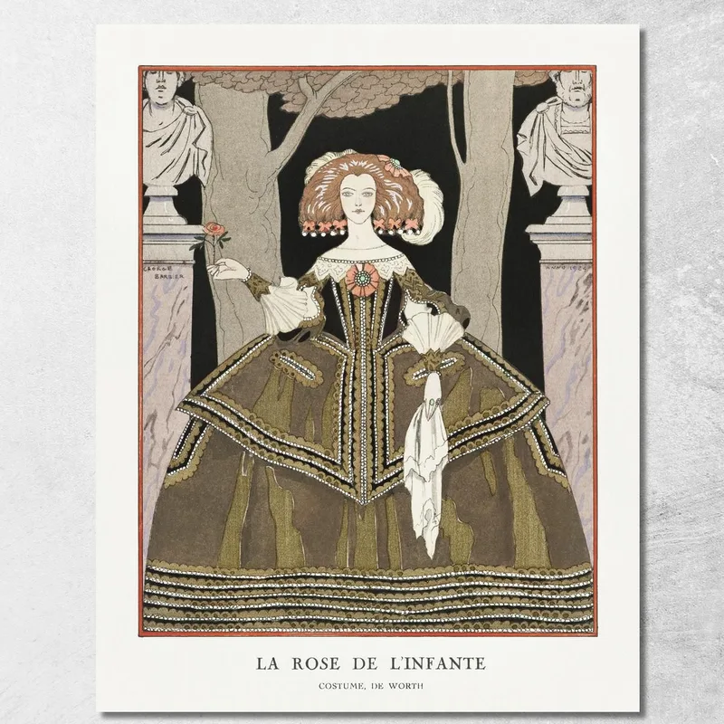 La Rosa Del Traje De Infanta De Valor De La Gazette Du Bon Ton. Arte- Modos Y Frivolitas No. 8 George Barbier