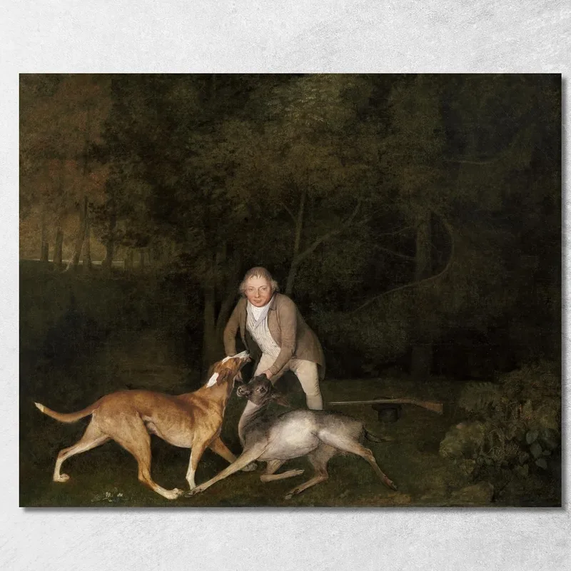 Freeman El Guardabosques Del Conde De Clarendon Con Una Gama Moribunda Y Un Perro De Caza 1800 George Stubbs