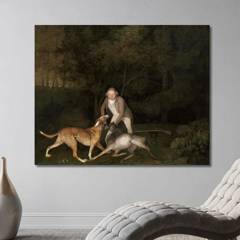 Freeman El Guardabosques Del Conde De Clarendon Con Una Gama Moribunda Y Un Perro De Caza 1800 George Stubbs
