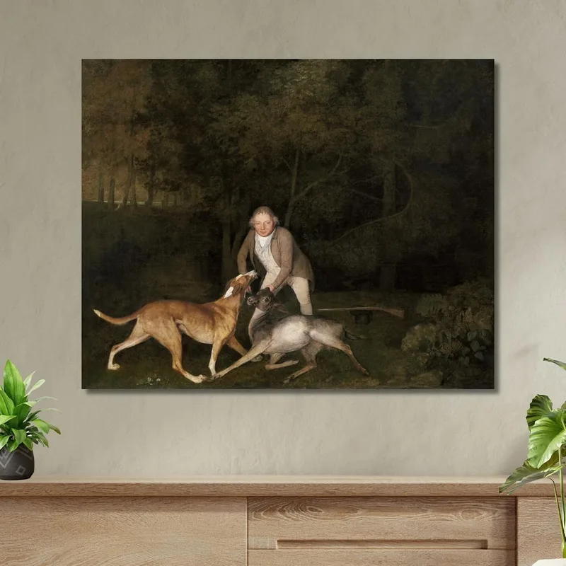Freeman El Guardabosques Del Conde De Clarendon Con Una Gama Moribunda Y Un Perro De Caza 1800 George Stubbs